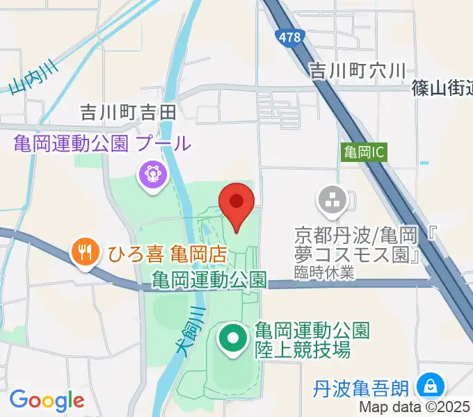 亀岡運動公園体育館の地図