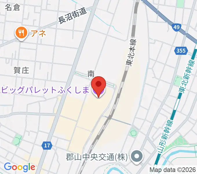 ビッグパレットふくしまの地図