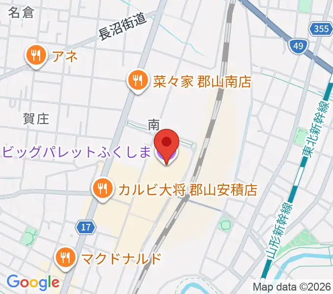 ビッグパレットふくしまの地図