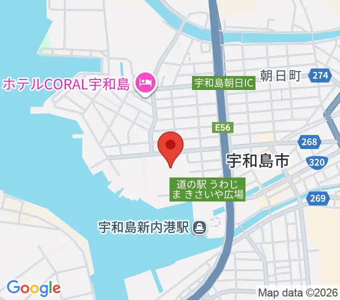 宇和島市総合体育館の地図