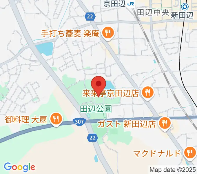 京田辺市田辺中央体育館の地図