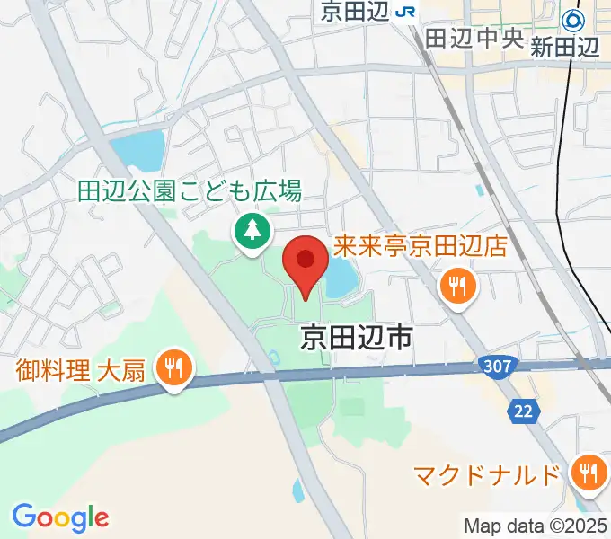 京田辺市田辺中央体育館の地図