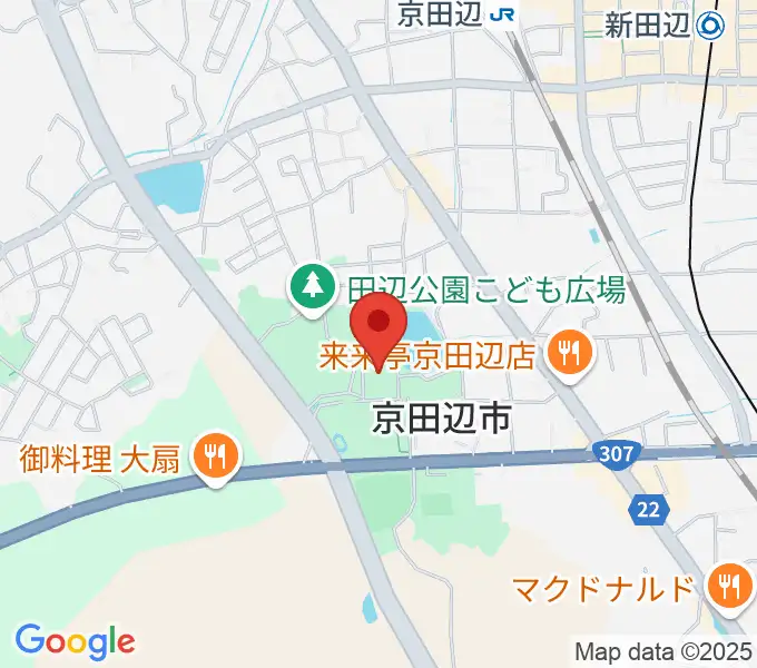 京田辺市田辺中央体育館の地図