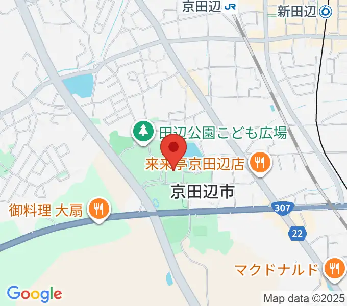 京田辺市田辺中央体育館の地図