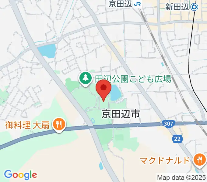 京田辺市田辺中央体育館の地図