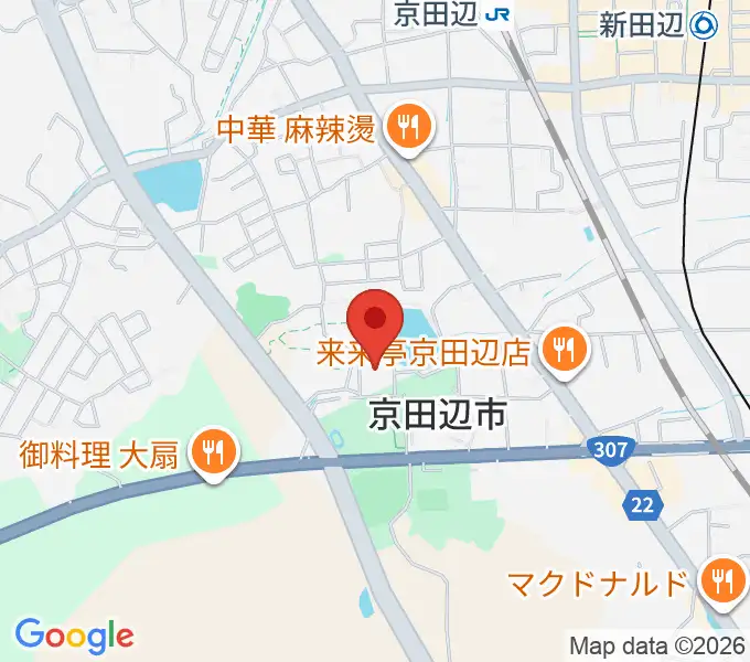 京田辺市田辺中央体育館の地図
