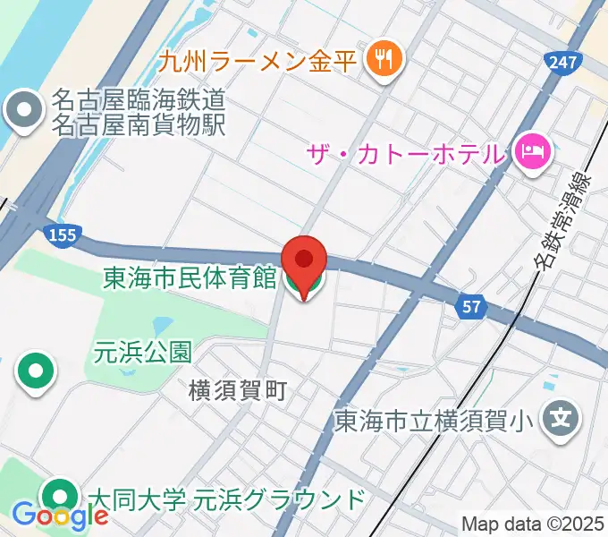 東海市民体育館の地図