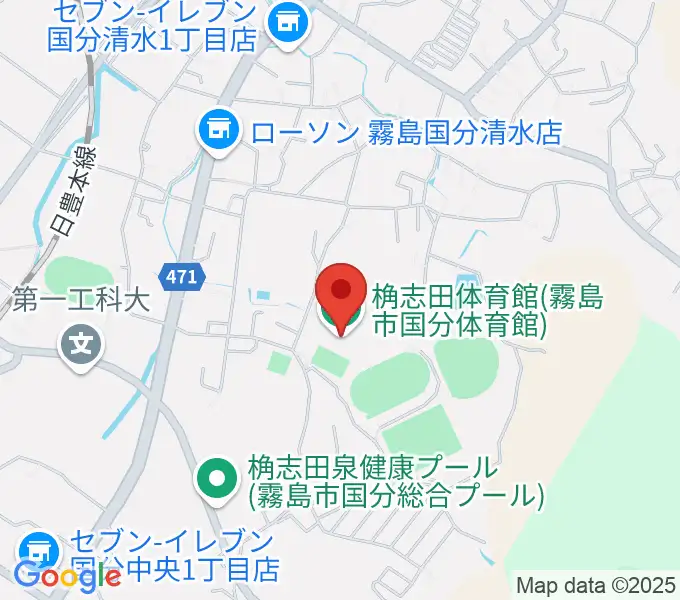 桷志田体育館の地図