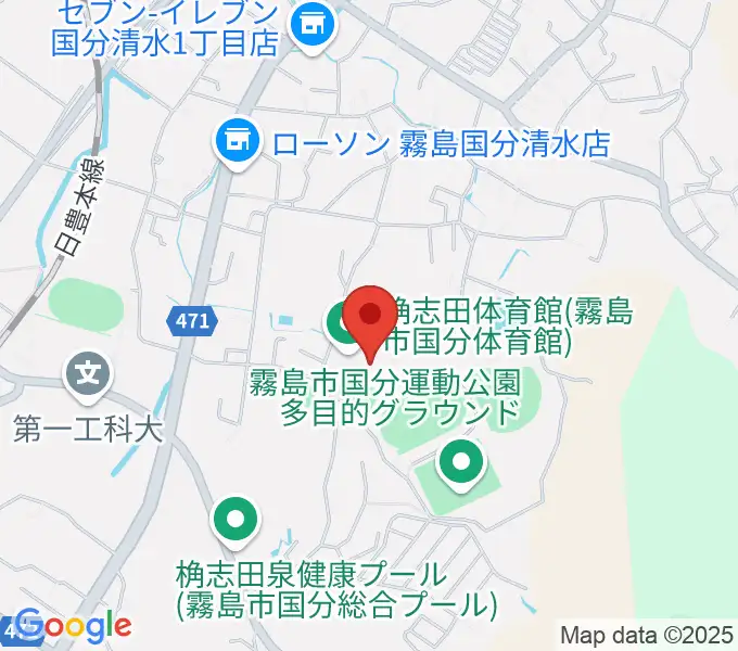 桷志田体育館の地図
