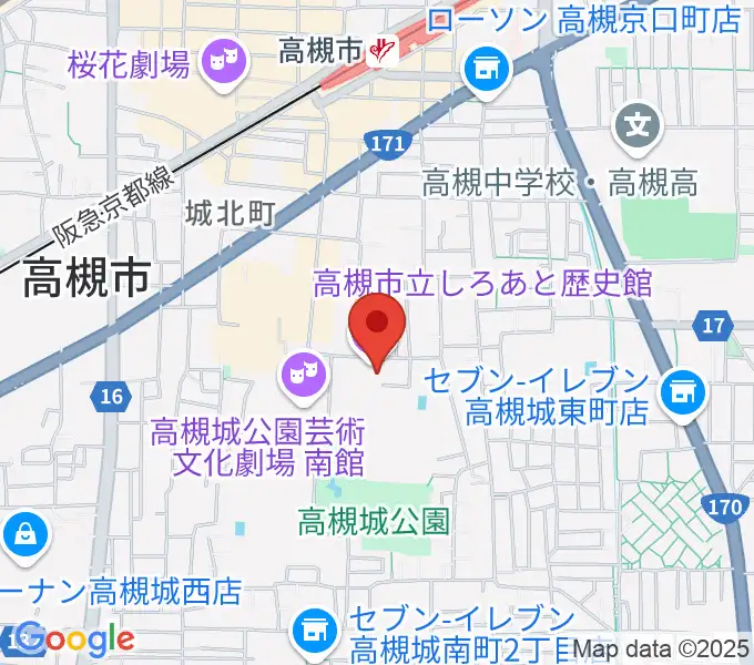 高槻市立しろあと歴史館の地図