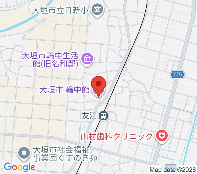 大垣市輪中館の地図