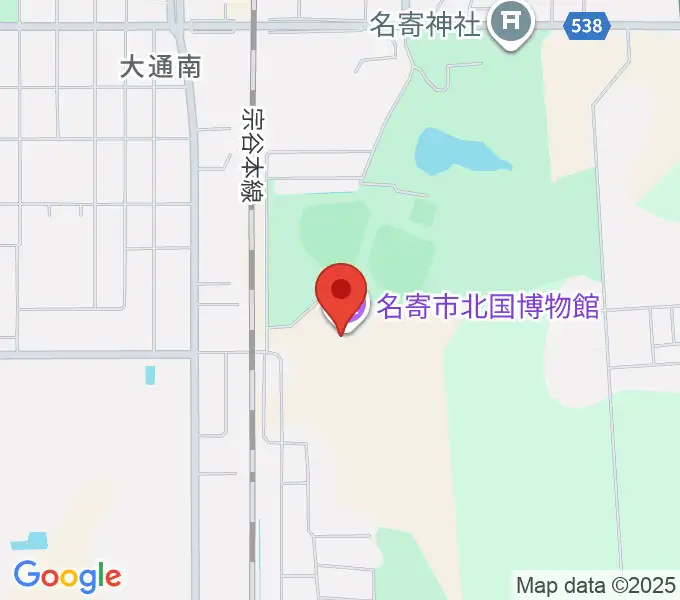 名寄市北国博物館の地図