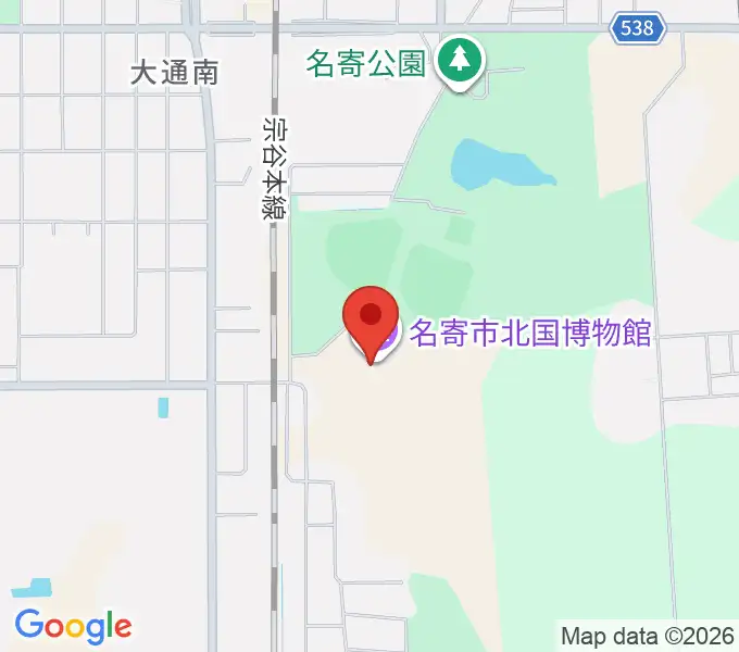 名寄市北国博物館の地図