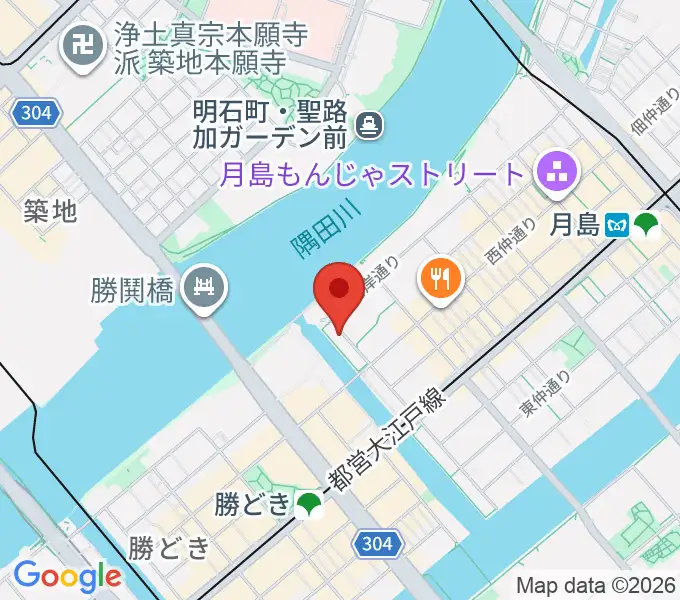 月島ピアノアートサロンの地図