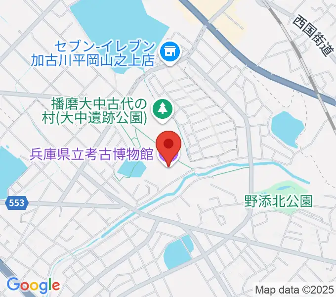 兵庫県立考古博物館の地図