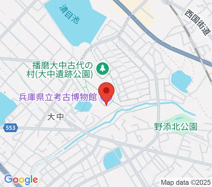 兵庫県立考古博物館の地図