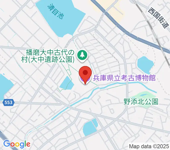 兵庫県立考古博物館の地図