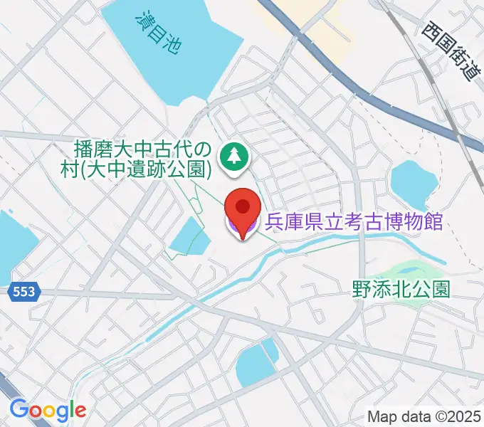 兵庫県立考古博物館の地図