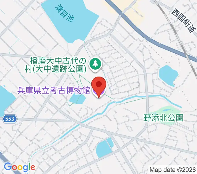兵庫県立考古博物館の地図