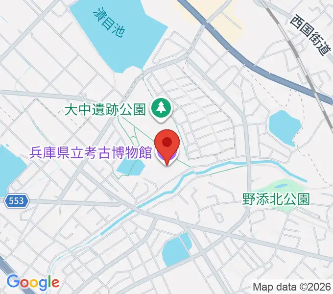 兵庫県立考古博物館の地図