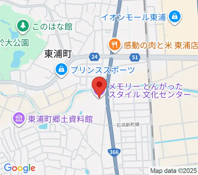 メモリーとんがったスタイル文化センターの地図