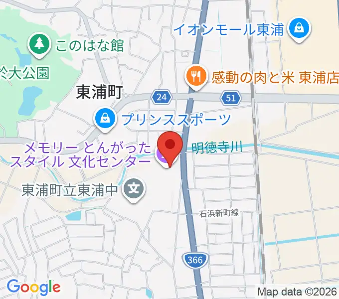 メモリーとんがったスタイル文化センターの地図