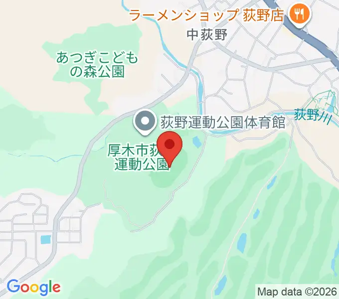 荻野運動公園競技場の地図