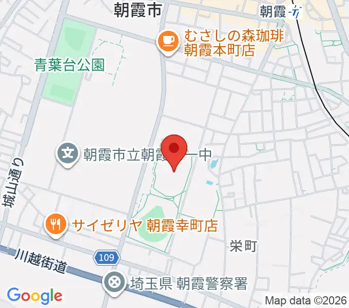 朝霞中央公園陸上競技場の地図