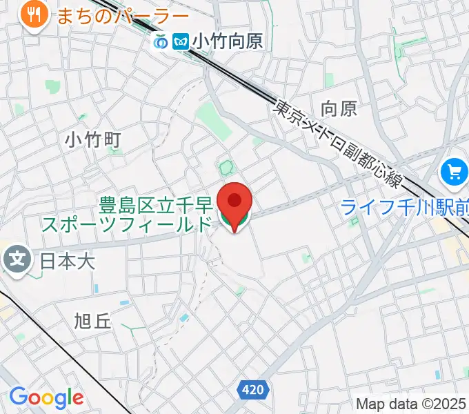 千早スポーツフィールド運動場の地図