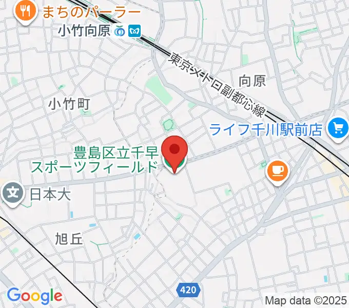 千早スポーツフィールド運動場の地図