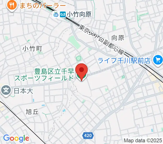 千早スポーツフィールド運動場の地図