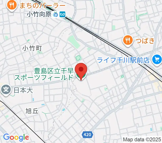 千早スポーツフィールド運動場の地図