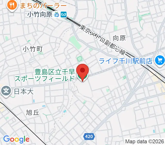 千早スポーツフィールド運動場の地図