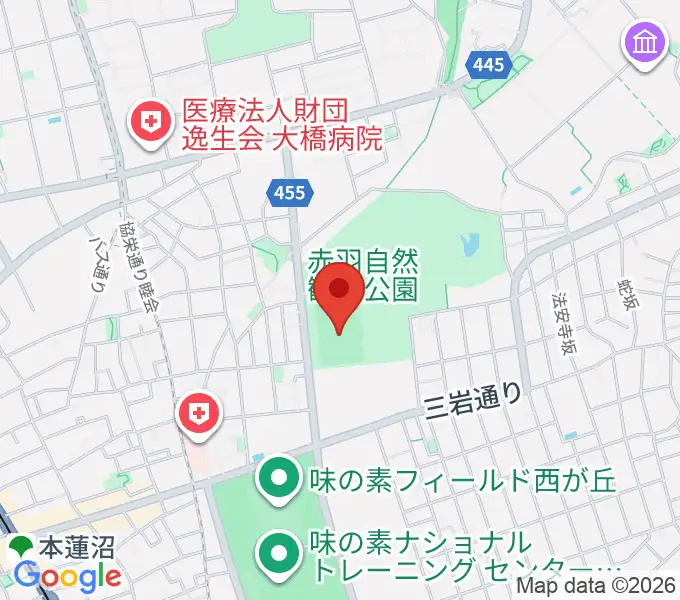 赤羽スポーツの森公園競技場の地図