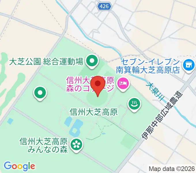 南箕輪村大芝公園野球場の地図