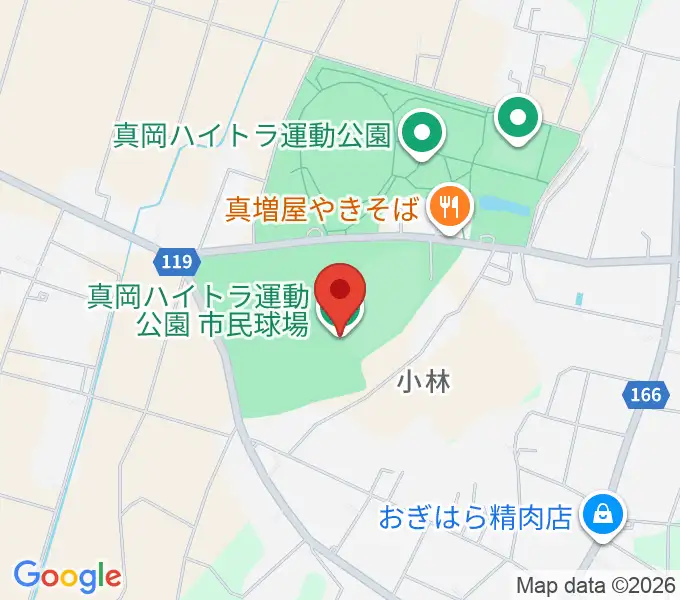 真岡ハイトラ運動公園市民球場の地図