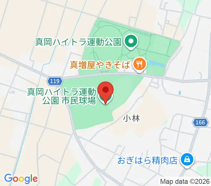真岡ハイトラ運動公園市民球場の地図