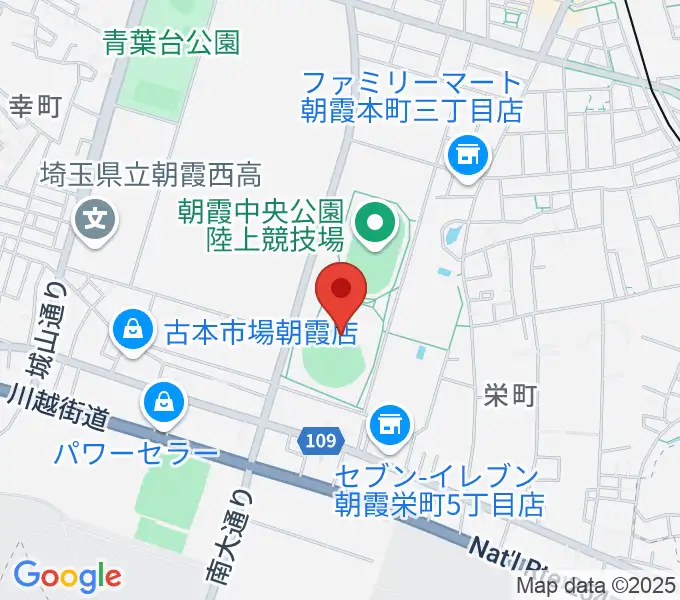 朝霞中央公園野球場の地図