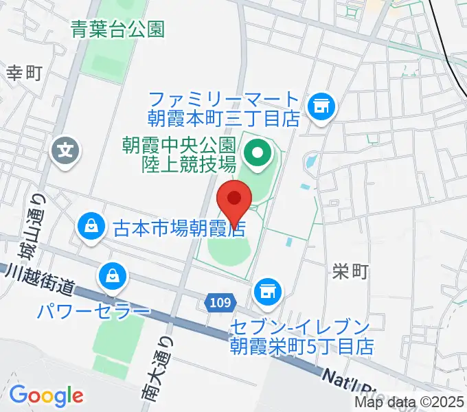 朝霞中央公園野球場の地図