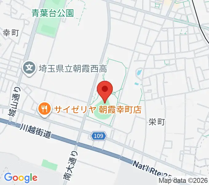 朝霞中央公園野球場の地図