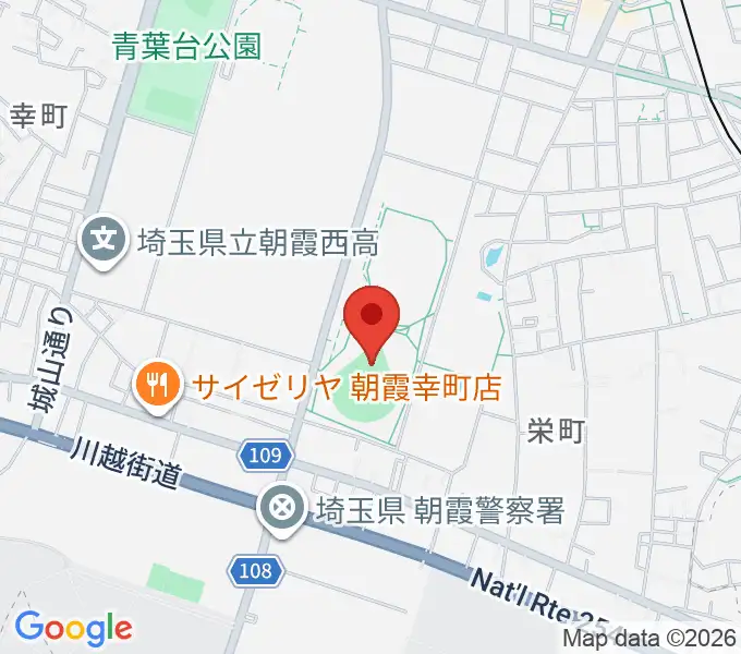 朝霞中央公園野球場の地図
