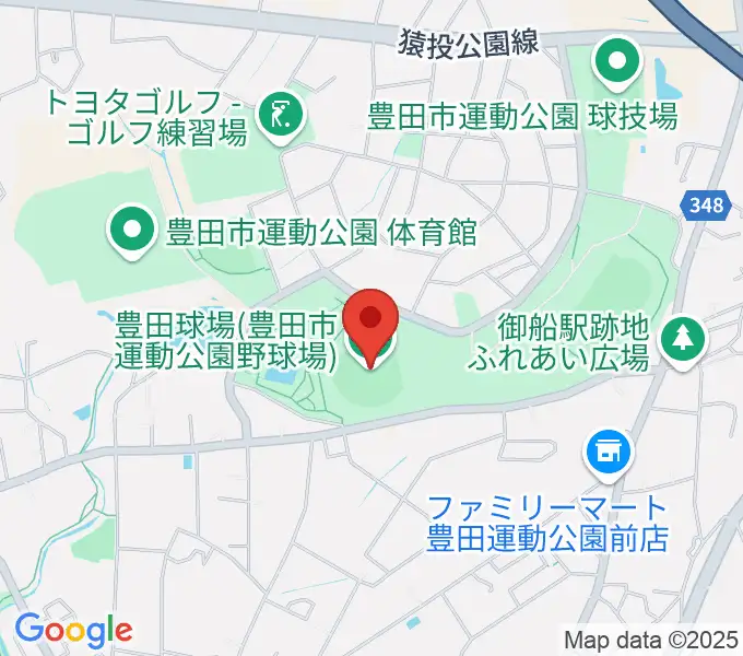 豊田市運動公園野球場の地図