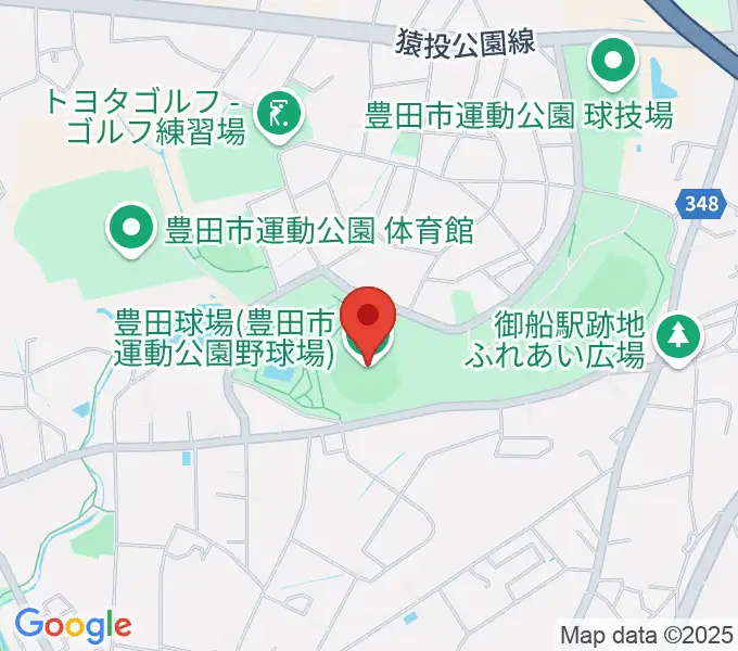 豊田市運動公園野球場の地図