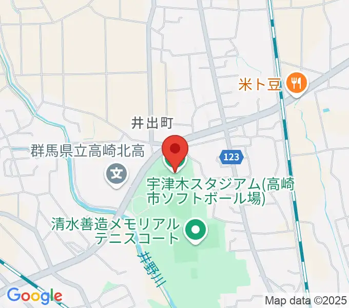 宇津木スタジアムの地図