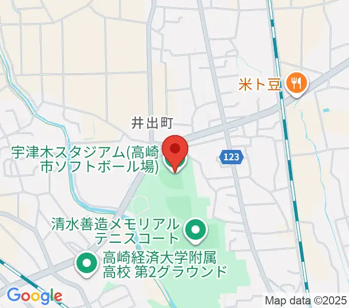 宇津木スタジアムの地図