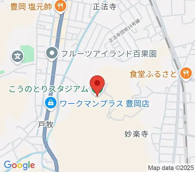こうのとりスタジアムの地図