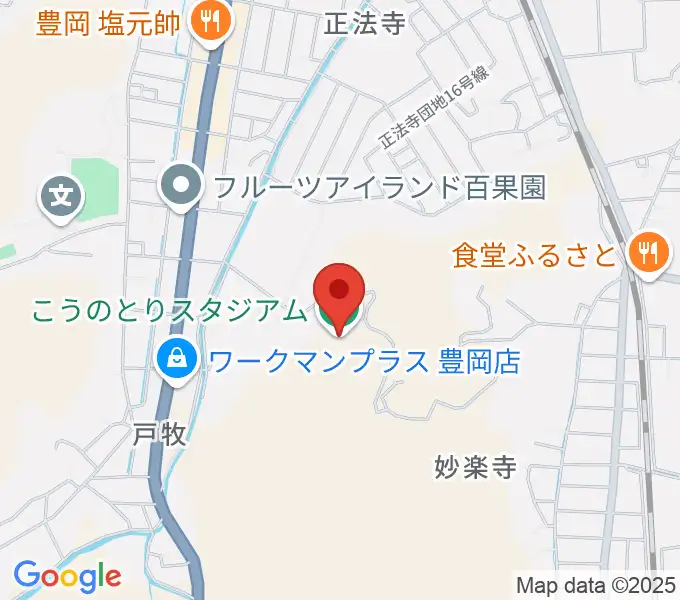 こうのとりスタジアムの地図