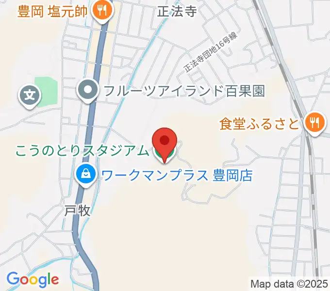 こうのとりスタジアムの地図