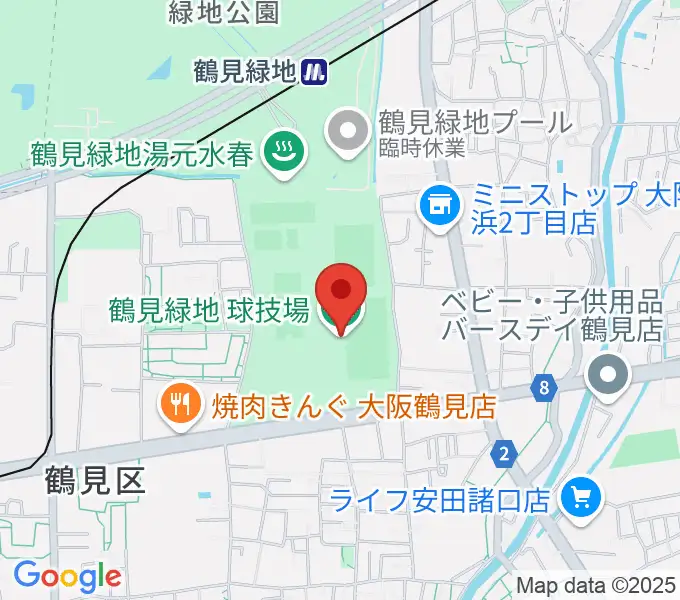 鶴見緑地球技場の地図