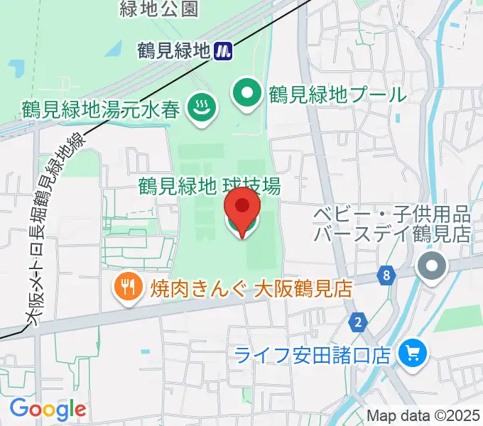 鶴見緑地球技場の地図